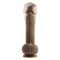 Evolved Full Monty Dark Skin Tone Dildo with realistic design and textured balls for lifelike pleasure experience.