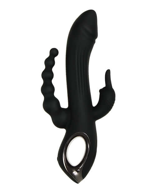 Evolved Novelties Trifecta Black Rabbit Vibrator at $79.99