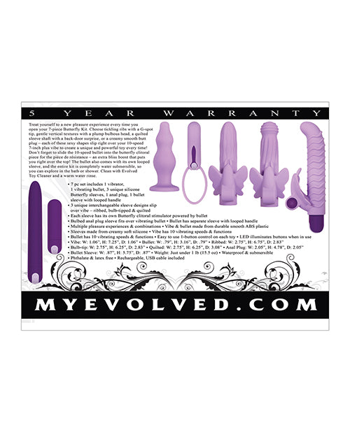 Evolved Novelties Evolved Lilac Desires 7 Piece Silicone Kit at $89.99