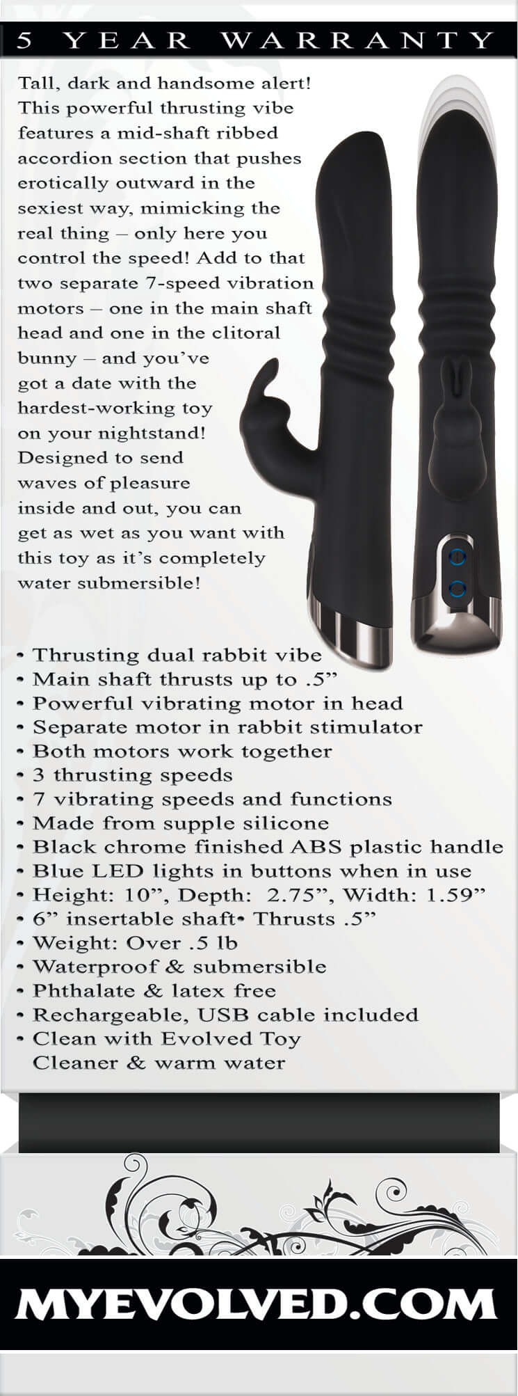Evolved Novelties Evolved Rapid Rabbit Black Vibrator at $69.99
