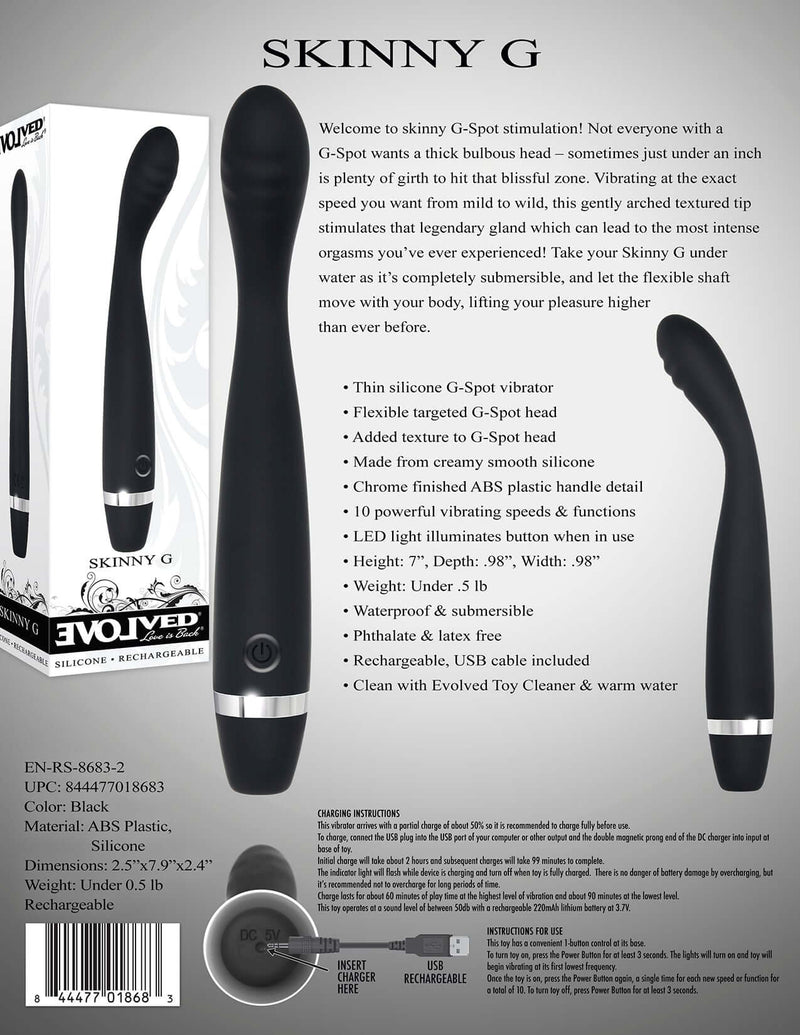 Evolved Novelties Evolved Skinny G G-Spot Vibrator Black at $27.99