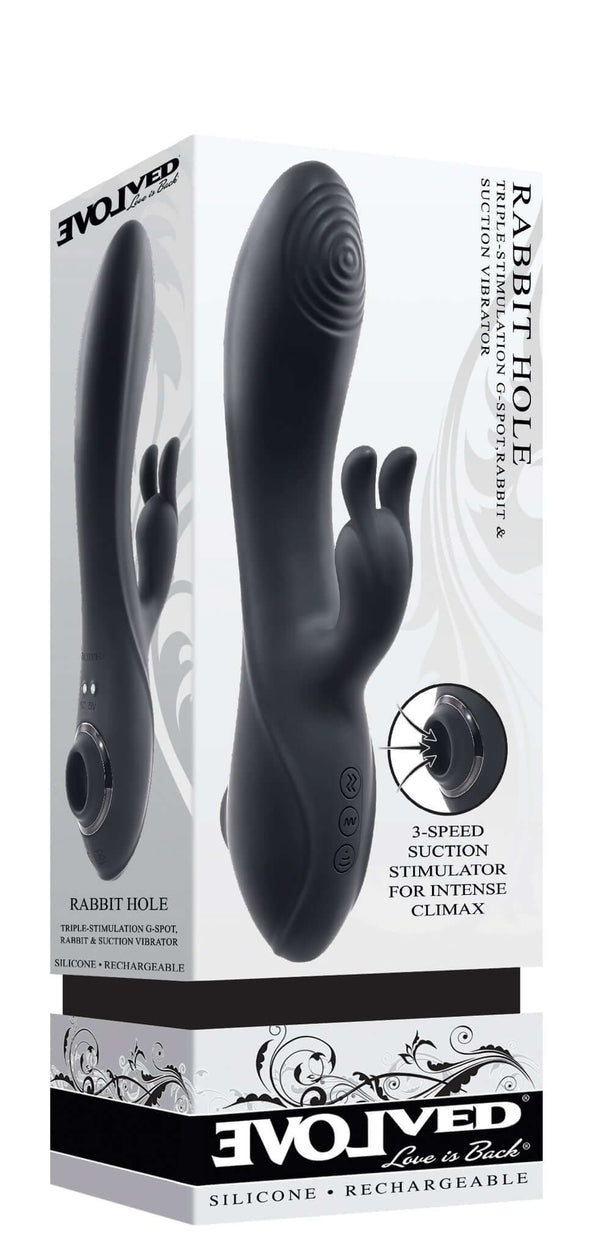 Evolved Novelties Evolved Rabbit Hole Black Vibrator at $74.99