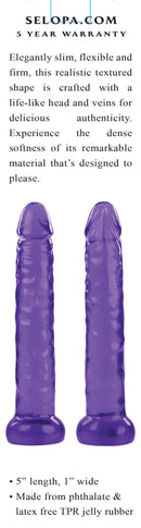 Selopa Slimplicity Purple 5-inch realistic dildo with lifelike head and veins, made from phthalate and latex-free TPR jelly rubber