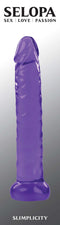 Selopa Slimplicity Purple Realistic Dildo showcasing its sleek design by Evolved Novelties.