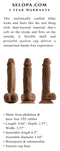 Evolved 6.5-Inch Natural Feel Dildo in dark skin tone brown with dual-layered material, flexible shaft, and suction cup base from Selopa.