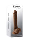 Evolved 6.5-Inch Natural Feel Dildo in Dark Skin Tone Brown in Packaging by Selopa