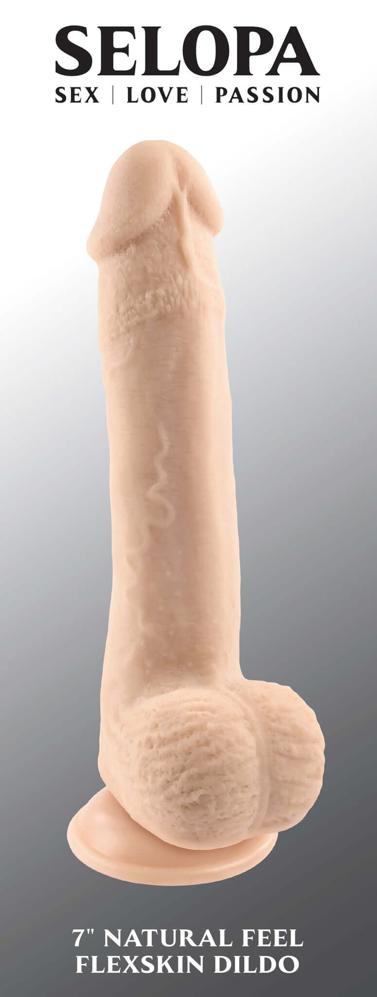Selopa 7-inch Natural Feel Flexskin Dildo - realistic flexible dildo in light skin tone from Evolved Novelties