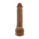 Selopa 7-Inch Natural Feel Flexskin Dildo in dark skin tone with lifelike textures and flexible design for realistic sensation from Evolved Novelties.