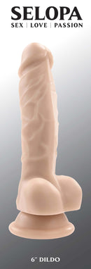 Selopa 6-Inch Light Skin Dildo by Evolved Novelties with veined texture for realistic pleasure and smooth finish.