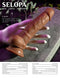 Selopa 6-inch dark skin dildo with realistic texture, vein detailing, crowned head, and suction cup base on display.