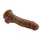 Selopa 6-Inch Dark Skin Dildo with Realistic Texture and Suction Cup Base, featuring lifelike veins, crowned head, and realistic balls.