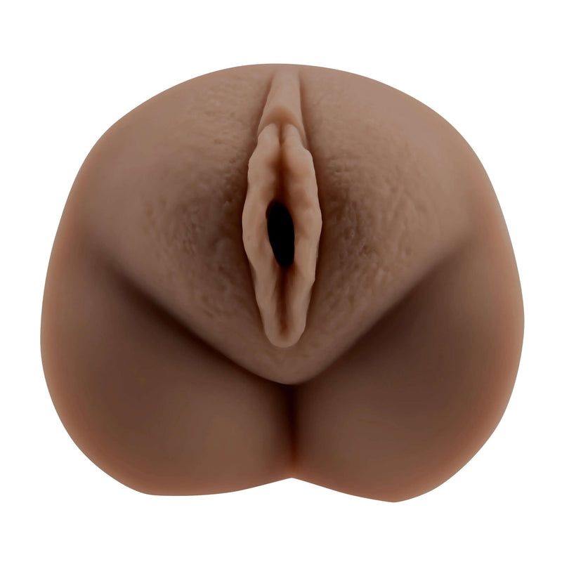Evolved Selopa Pocket Pleaser Dark realistic masturbator with lifelike vaginal entry and flexible design for enhanced pleasure.