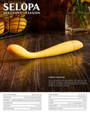 Selopa Love, Sex, Passion Lemon Squeeze Slim G-Spot Vibrator on wooden surface with lemons in the background