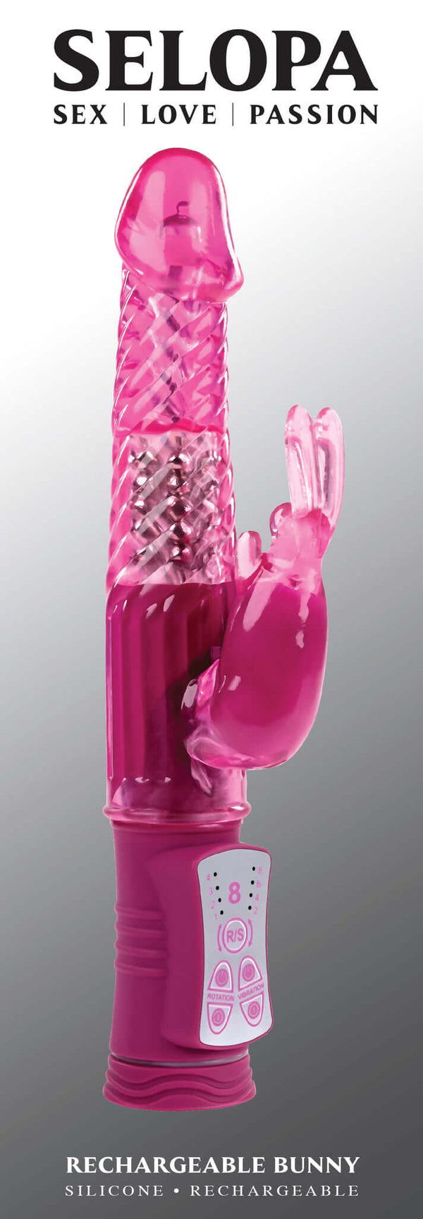 Selopa Rechargeable Bunny Vibrator - Slim, Powerful Dual Pleasure Vibrator with Spinning Beads for Ultimate G-Spot Stimulation.
