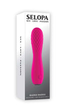 Selopa Razzle Dazzle Pink Vibrator in packaging from Evolved Novelties with quilted texture designed for sensational pleasure.