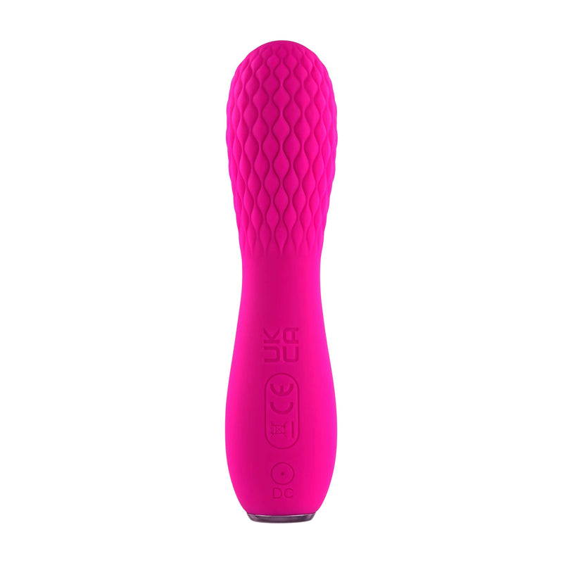 Selopa Razzle Dazzle Pink Vibrator from Evolved Novelties with quilted texture and flexible shaft.