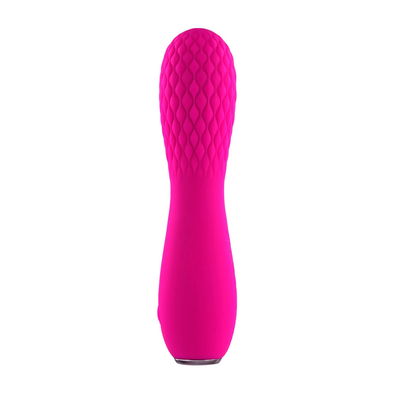 Selopa Razzle Dazzle Pink Vibrator by Evolved Novelties with quilted texture and flexible shaft.