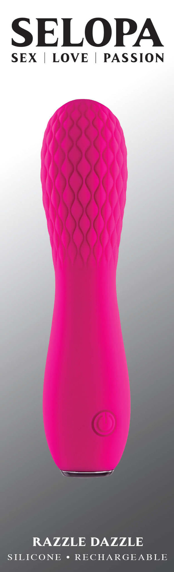 Selopa Razzle Dazzle Pink Vibrator by Evolved Novelties, featuring quilted texture, silicone material, rechargeable, for enhanced pleasure.