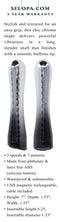 Selopa Silverado Vibrator with chic chrome design, smooth bulbous tip, 3 speeds, 7 patterns, waterproof, USB rechargeable, 5-year warranty