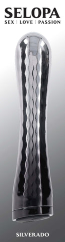 Selopa Silverado Vibrator with sleek chrome design, featured by Evolved Novelties for enhanced pleasure and intimate experiences.