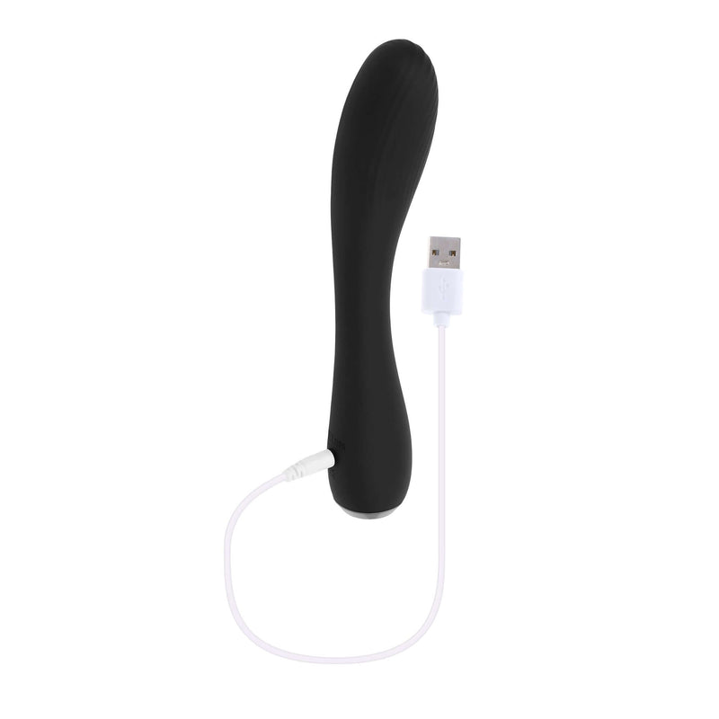 Sleek Selopa Midnight Magic Black Vibrator with USB charger for powerful pleasure and versatile design from Evolved Novelties