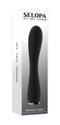 Selopa Midnight Magic Black Vibrator packaging by Evolved Novelties featuring a sleek flexible design and tapered tip.
