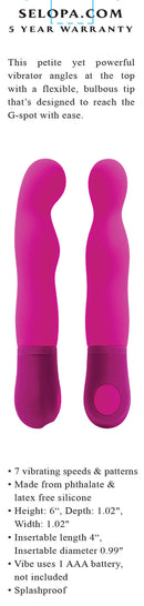 Pink Selopa G Wow G-Spot Vibrator by Evolved Novelties, featuring a flexible bulbous tip for precise G-spot stimulation with 7 vibrating speeds.