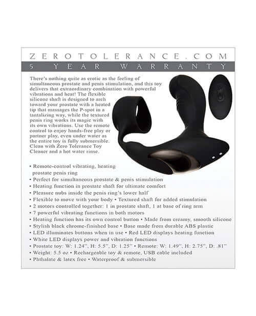 Evolved Novelties Zero Tolerance Strapped and Tapped Heating and Vibrating Prostate Massager Black at $74.99