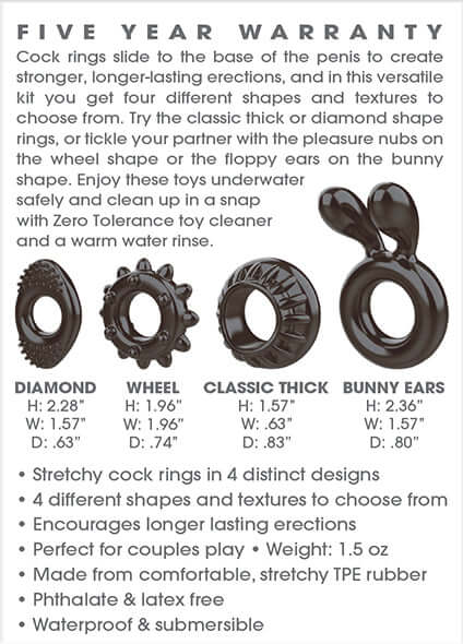 Evolved Novelties Ring My Bell 4 Piece Cock Ring Set at $7.99