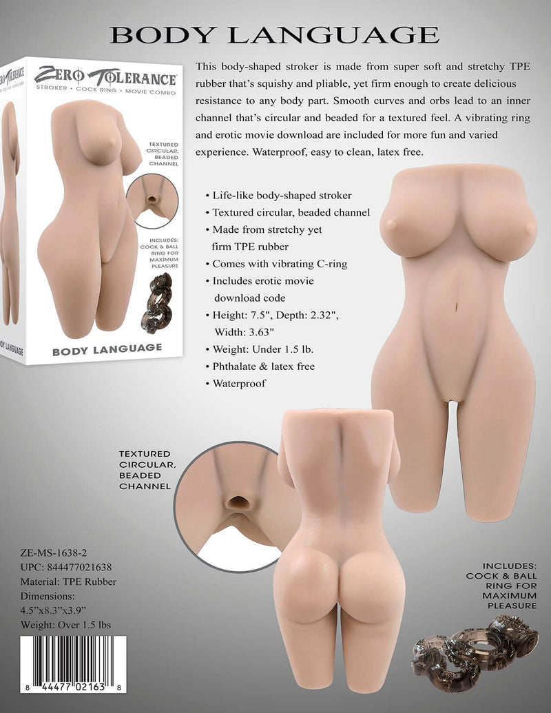 Zero Tolerance Body Language Light Skin Tone Torso Male Stroker: Strok Zero Tolerance Body Language Light Skin Tone Torso Male Stroker: Strok