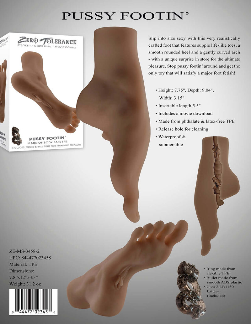 Realistic foot stroker combo with lifelike design for foot fetish pleasure, featuring supple toes and smooth heel by Zero Tolerance.