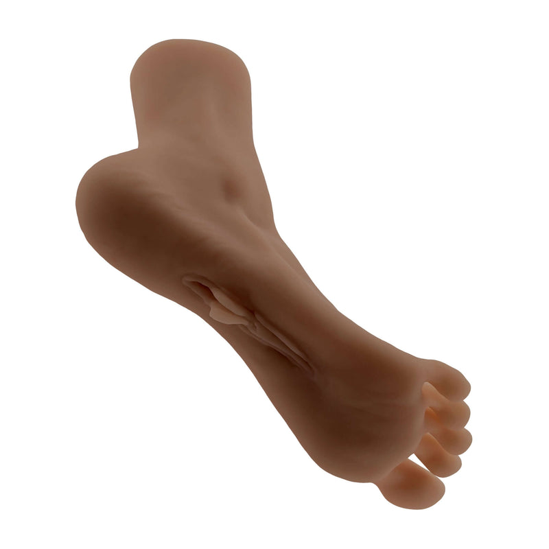 Realistic foot stroker with lifelike toes and curved arch from Zero Tolerance Pussy Footin Dark Stroker Combo.