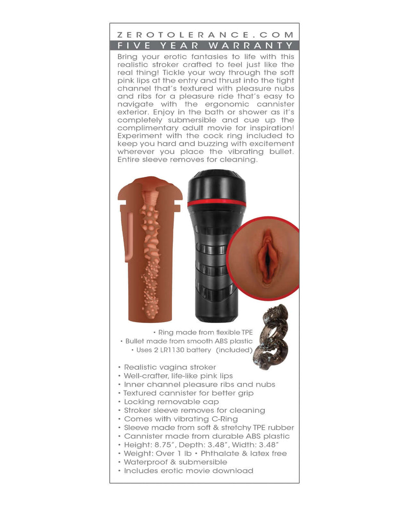 Evolved Novelties Zero Tolerance Stroker and Movie Combo Pop On The Go Dark Skin Tone at $39.99