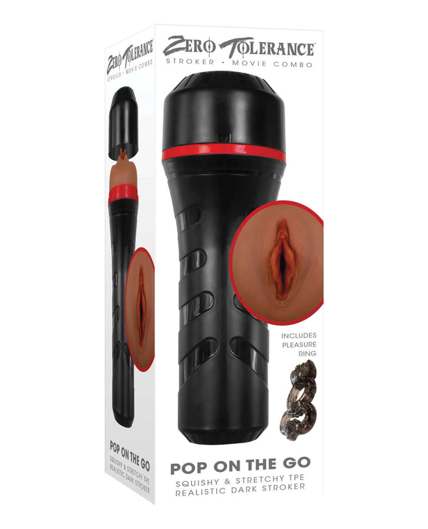 Evolved Novelties Zero Tolerance Stroker and Movie Combo Pop On The Go Dark Skin Tone at $39.99