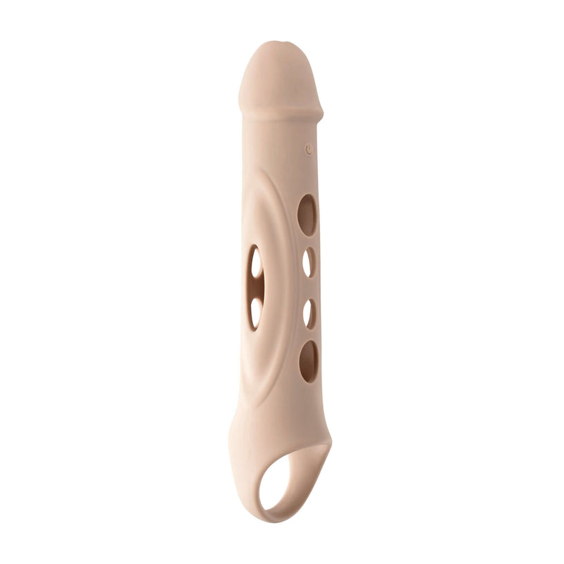 Zero Tolerance Big Boy Extender in light skin tone, designed for enhanced pleasure and adjustable vibrations.