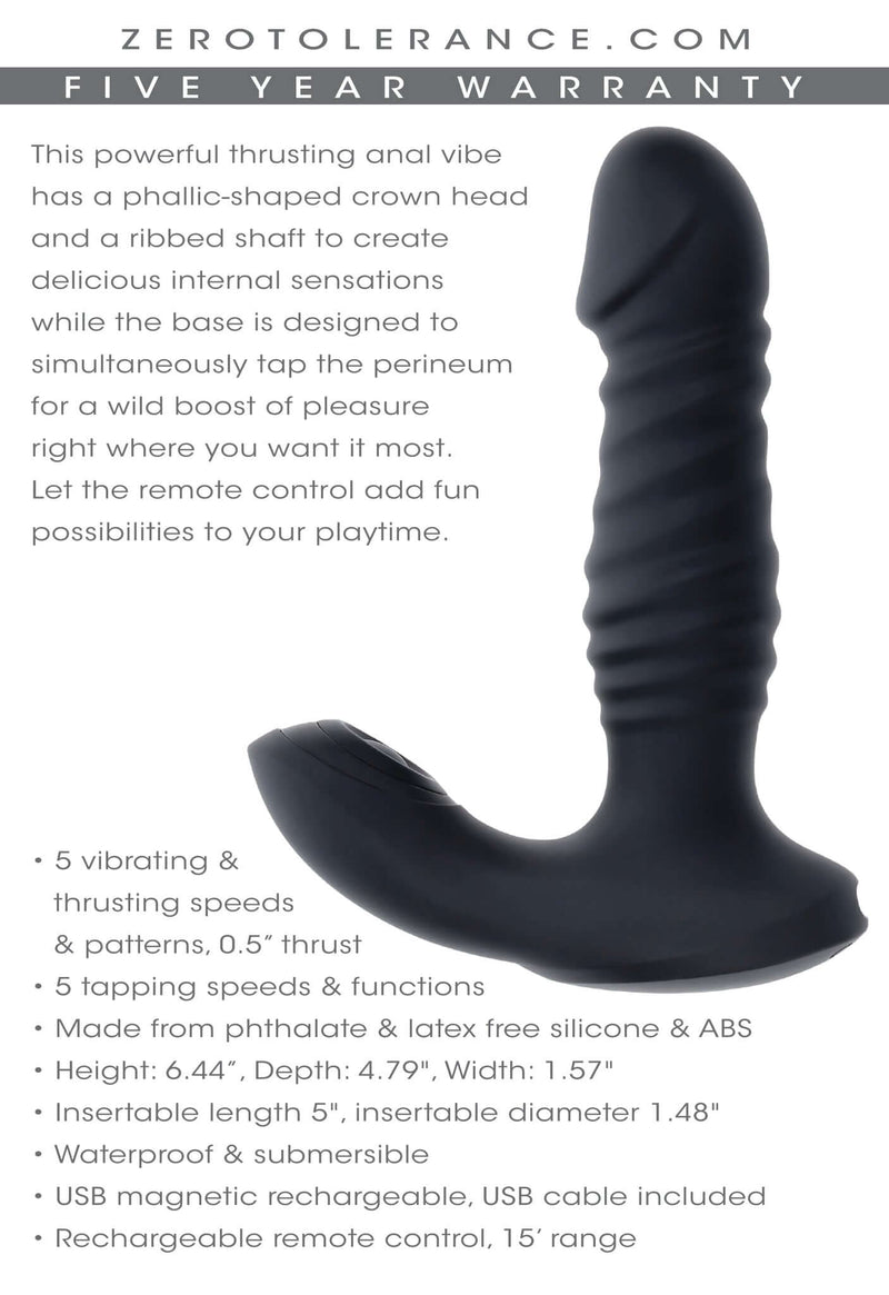 Zero Tolerance Striker Thrusting Anal Vibrator Black Zero Tolerance Striker Thrusting Anal Vibrator Black