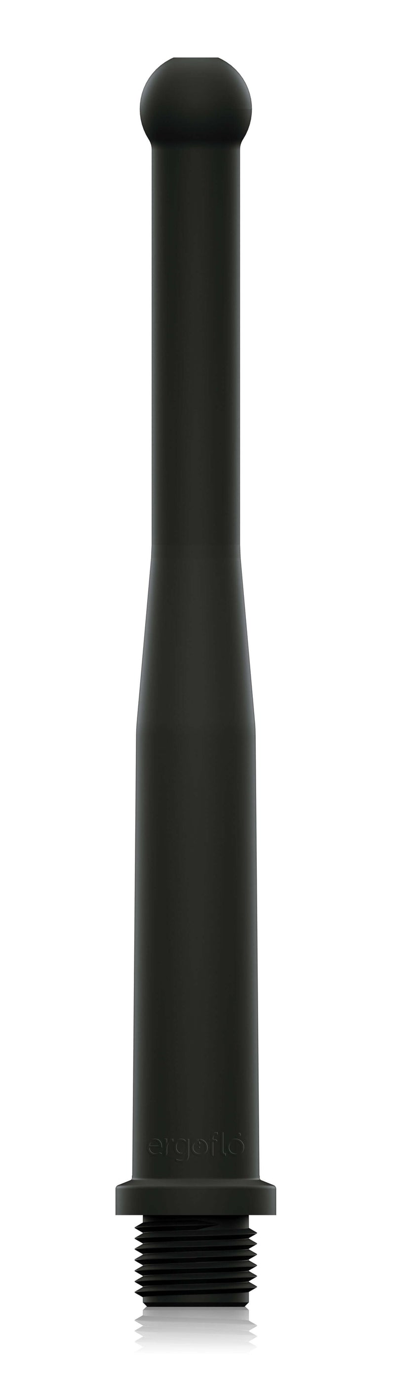 Perfect Fit Brand Ergoflo 8-Inch Flex Tip Nozzle in black, designed for enhanced intimate cleansing and compatibility with most shower hoses.