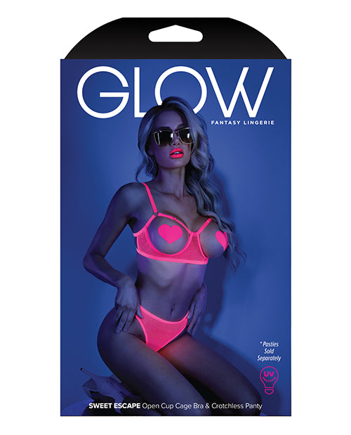 Fantasy Lingerie Glow Sweet Escape Open Cup Bra Set Neon Pink M/L from Fantasy Lingerie at $29.99