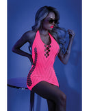 Fantasy Lingerie Glow UV Shock Value Halter Dress Neon Pink O/S from Fantasy Lingerie at $18.99