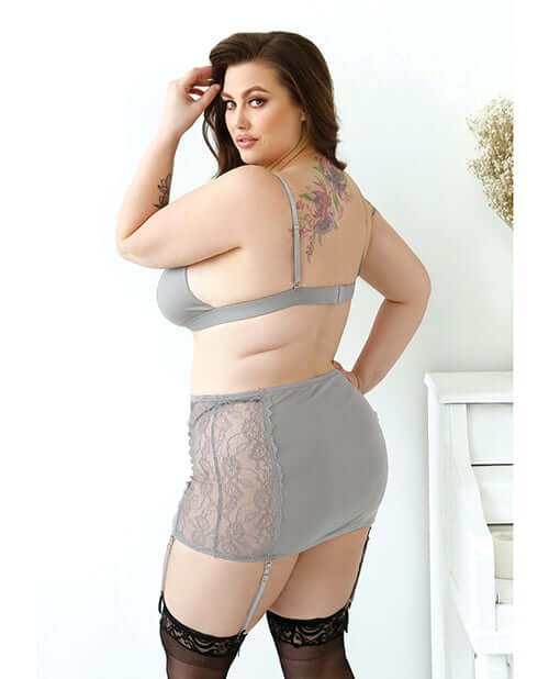 Curve Layne Bralette, Gartered Skirt and G-String Panty 1X2X from Fantasy Lingerie