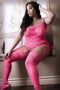 Fantasy Lingerie To The Moon Bodystocking Q/S Pink from Fantasy Lingerie Sheer Fantasy Collection at $17.99