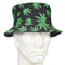 Stay Cool and Stylish with the Black Bucket Hat with Green Leaves