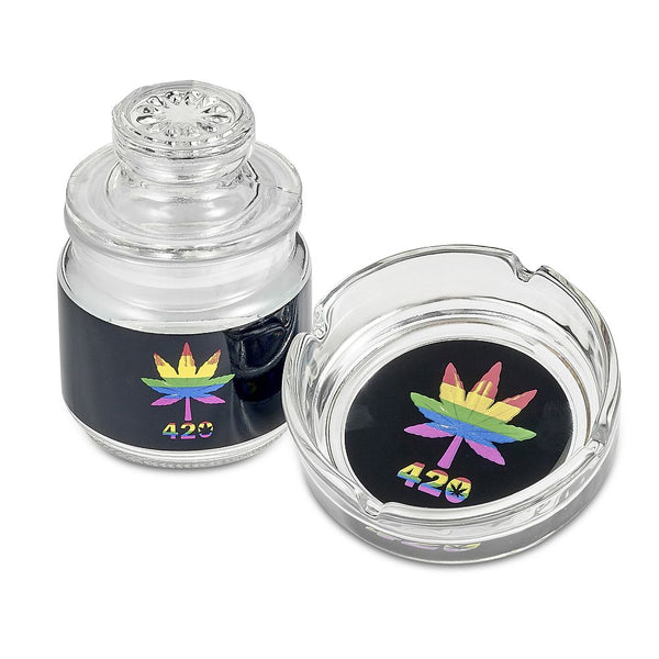 Rainbow Leaf Ashtray and Stash Jar Set