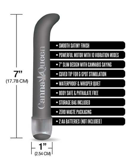 Global Novelties Prints Charming Buzzed 7 inches G-Spot Vibe Canna Queen Gray at $22.99