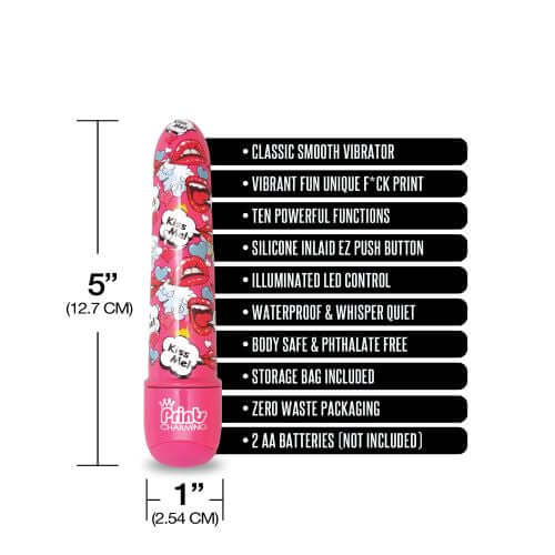 Global Novelties Prints Charming Pop Tease 5 inches Mini Vibe Kiss Me Pink at $20.99