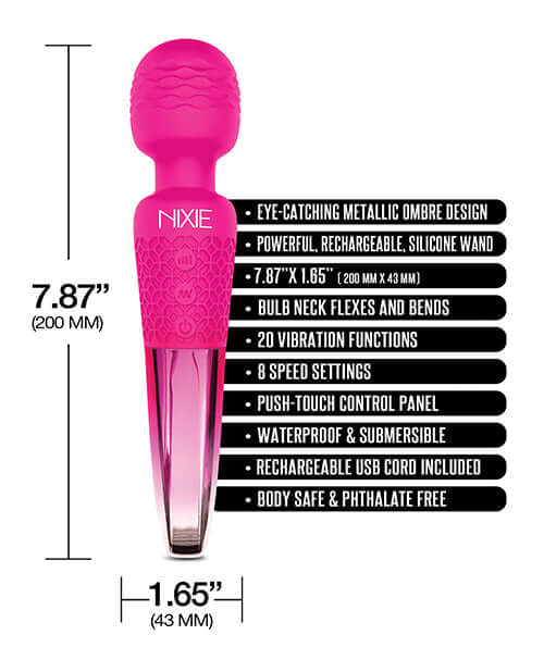 Global Novelties Nixie Wand Massager Pink Ombre Metallic at $49.99