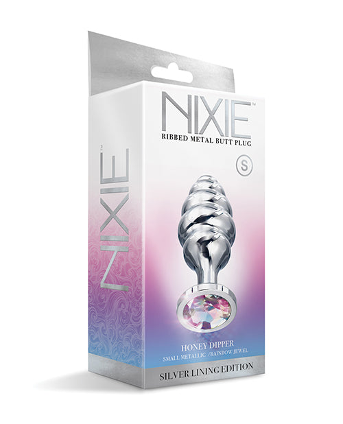 NIXIE HONEY DIPPER SMALL RIBBED STAINLESS STEEL PLUG-3