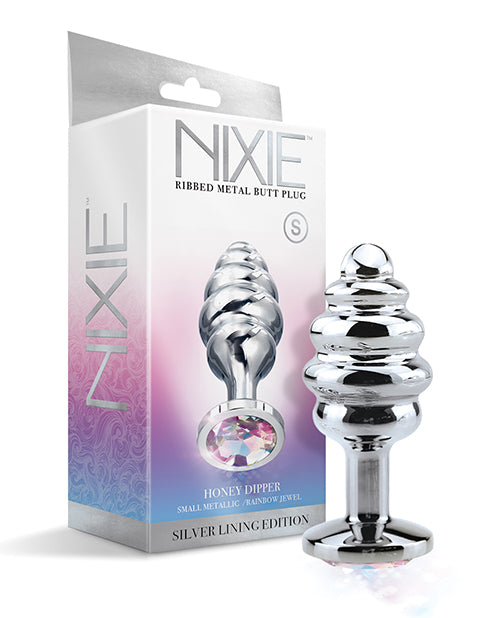 NIXIE HONEY DIPPER SMALL RIBBED STAINLESS STEEL PLUG-0
