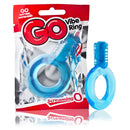 Screaming O Go Vibe Ring Blue quickie vibrating cock ring in packaging and standalone.
