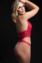 1PC OPEN FRONT HALTER TEDDY RED O/S-0